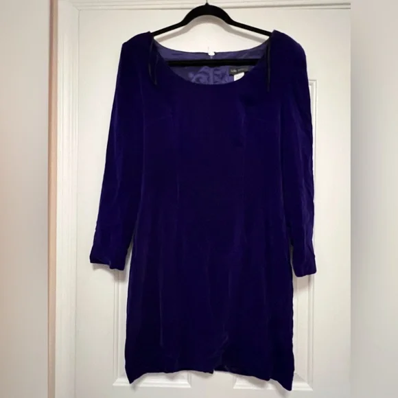 Vintage Royal Blue Velvet Dress by Late Edition Limited Size Medium - Picture 1 of 5